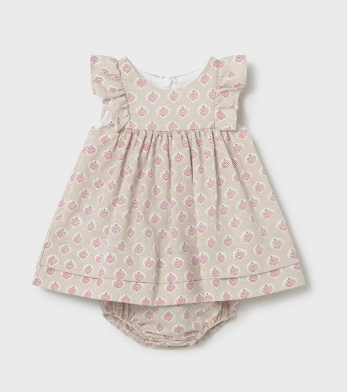 Mayoral S/S Print Dress & Nappy Cover Set Style 1803 -Terracotta